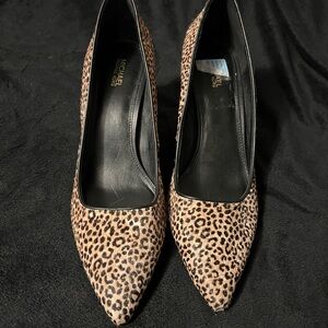 Michael Kors Tan Leopard Print Heels Calf Hair/Leather Upper